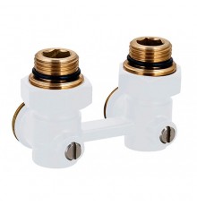 Мультифлекс нижнего подключения радиатора с шар. кран. 1/2*3/4 УГЛОВОЙ  (40/1шт) Белый