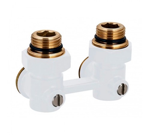 Мультифлекс нижнего подключения радиатора с шар. кран. 1/2*3/4 УГЛОВОЙ  (40/1шт) Белый