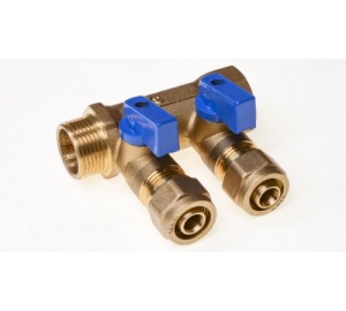 Коллектор с шар. краном 3/4" г/ш х 16 - 2 вых. универсал. TIM (14/шт)