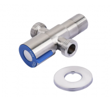 Кран  угловой для совместного подключ. лейки биде и бочка унитаза , 1/2x1/2x1/2  из нерж TIM (60/1)