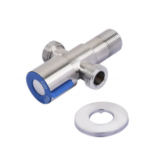 Кран  угловой для совместного подключ. лейки биде и бочка унитаза , 1/2x1/2x1/2  из нерж TIM (60/1)