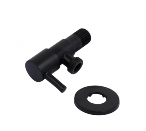 Угл. кран 1/2 х 3/4 с отраж.из нерж стали (ЧЕРНЫЙ) ТИМ(80/1)