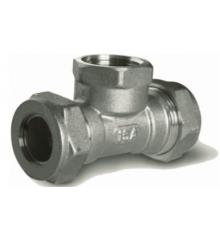 Тройник труба - вн. резьба - труба для гофр/нерж (никелир) 32*1/14F Zeissler (16/2)