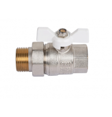 Кран с американкой 3/4  (бабочка белая) никель TIM (48/12)