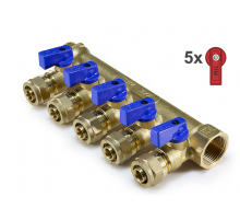 Коллектор с шар. краном 3/4" г/ш х 16 - 5 вых универс. TIM (7/шт)