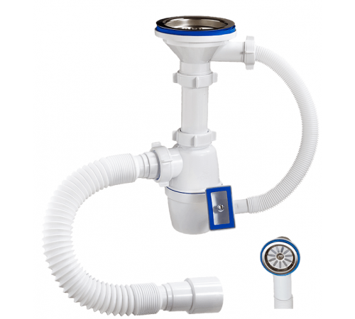 Сифон  3 1/2  УНИВЕРСАЛЬНЫЙ (ЛАТУНЬ)  перелив с гофрой 40/50  ОРИО А-45079   (22/шт)