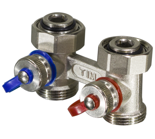 Мультифлекс Прямой для нижнего подключ. рад,  вентильный  1/2" x 3/4"  Тим (40/10)