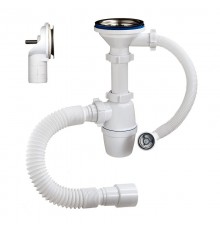 Сифон бутылочный 3 1/2 х 40 с круглым перел. (компакт), гибкой трубой 40-40/50 Орио  А-50079-2  (22/