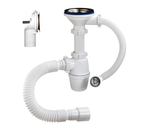 Сифон бутылочный 3 1/2 х 40 с круглым перел. (компакт), гибкой трубой 40-40/50 Орио  А-50079-2  (22/