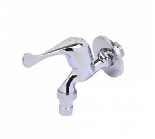 Кран с носиком хром 1/2 со штуцером Тим (40/10)