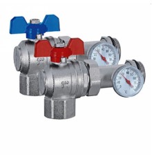 Кран шаровой  угловой с полусгоном и термометром   1" ТИМ   (12пар)