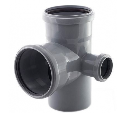 Крестовина  кан. Двухплоск.    ПВХ 110 x110х110х50   90гр  Левая Политэк (25 шт)