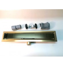 Трап с решеткой  защита от запаха:(сухой +гидрозатвор)  (70*800мм)  глянцевое золото  Тим (4/1)