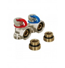 Мультифлекс угловой  c комплектом адаптеров, вентильный. 1/2" x 3/4" (евроконус) ТИМ (40/1)