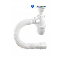 Сифон 1 1/2 х 40  малый корпус с литым выпуском с гофрой 40-40/50