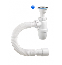 Сифон 1 1/2 х 40  малый корпус с литым выпуском с гофрой 40-40/50