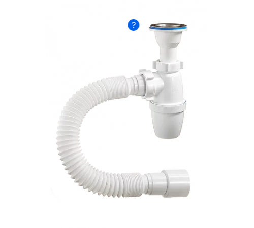 Сифон 1 1/2 х 40  малый корпус с литым выпуском с гофрой 40-40/50