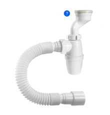 Сифон для писсуара с манжетами 40мм с гофр 40-50 Орио P-31009