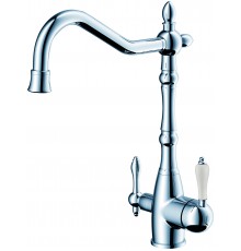Смеситель для кухни под фильтр извил. гусак 2038 хром (бел. руч) (8/шт) Kern