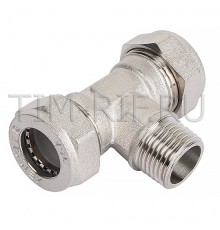 Тройник труба - нар. резьба - труба для гофр/нерж (никелир) 15*1/2M Zeissler (60/10)