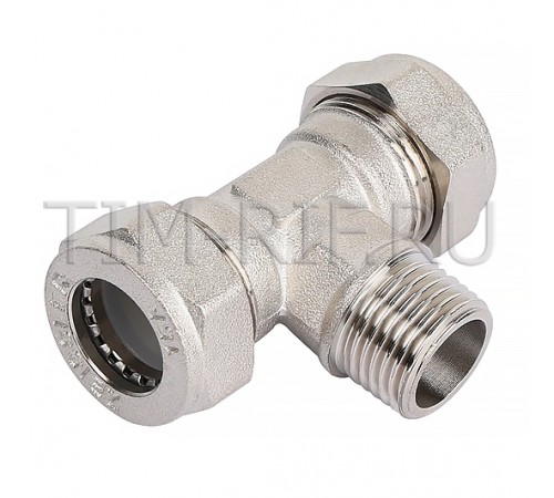 Тройник труба - нар. резьба - труба для гофр/нерж (никелир) 15*1/2M Zeissler (60/10)