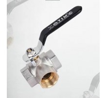 Кран ТРЕХХОДОВОЙ  3/4 длин рычаг никель  TIM (32/4)