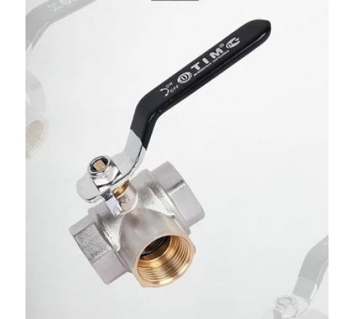 Кран ТРЕХХОДОВОЙ  3/4 длин рычаг никель  TIM (32/4)