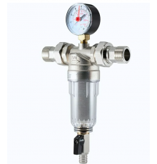 Фильтр с манометром 1/2  для холод. воды никель Zeissler (12/1)