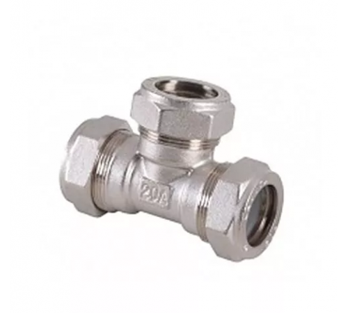 Тройник труба - труба - труба для гофр/нерж (никелир) 20*20*20 Zeissler  (30/5)