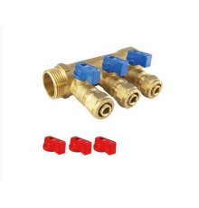 Коллектор с шар. краном 3/4" г/ш х 16 - 3 вых. универс.  TIM (9/шт)