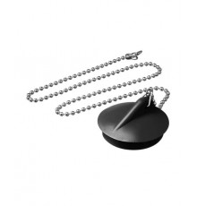 Пробка для ванны с цепочкой 50 см, черная ПВХ