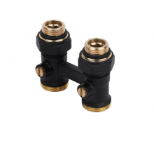 Мультифлекс прямой для нижнего подключ. рад,  с шар. кранами  1/2" x 3/4"  черный  TIM (20/1)