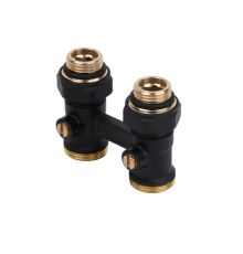 Мультифлекс прямой для нижнего подключ. рад,  с шар. кранами  1/2" x 3/4"  черный  TIM (20/1)