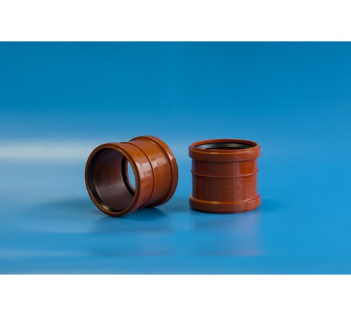 Муфта  110   ПВХ  Политэк наруж РЫЖ(90шт)