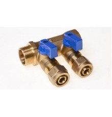 Коллектор с шар. краном 1" г/ш х 16 - 2 вых.  унивTIM (12/шт)