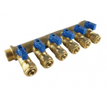Коллектор с шар. краном 3/4" г/ш х 16 - 6 вых. холодный TIM (8/шт)