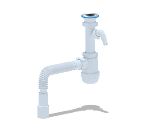 Сифон Ани 1 1/2 с носиком и гофрой  A1015  (25/шт)