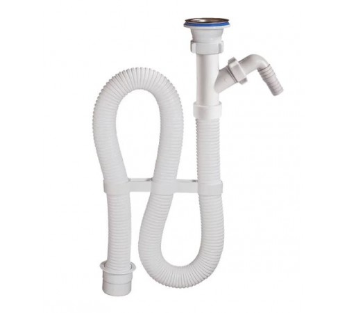 Сифон гофрированный 1 1/2х40 белый с отводом L-1000 мм (26/шт) Орио