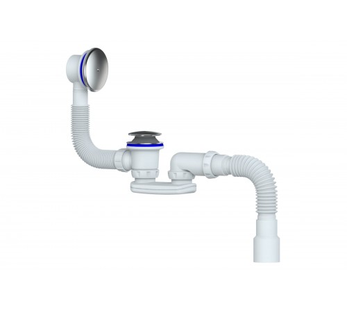 Сифон  д/ванны и глуб. поддона с сист-ой easy open перел. хром+гфора S122E UNICORN (30/шт)