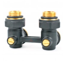 Мультифлекс нижнего подключения радиатора с шар. кран. 1/2*3/4 УГЛОВОЙ  (40/1/шт) Черный