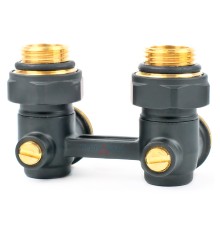 Мультифлекс нижнего подключения радиатора с шар. кран. 1/2*3/4 УГЛОВОЙ  (40/1/шт) Черный