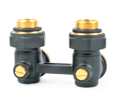 Мультифлекс нижнего подключения радиатора с шар. кран. 1/2*3/4 УГЛОВОЙ  (40/1/шт) Черный