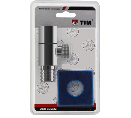 Угл. кран 1/2 х 1/2 хром. квад. Тим в блистере (50/1)