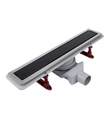 Водоотводящий желоб 600*70 с  двухст/ реш. Evolux Glass  (черное глянцевое стекло)  (4/1)