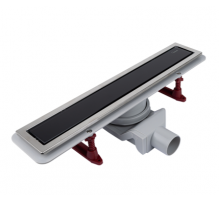 Водоотводящий желоб 800*70 с  двухст/ реш. Evolux Glass  (черное глянцевое стекло)  (4/1)