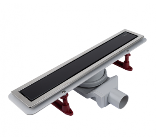 Водоотводящий желоб 800*70 с  двухст/ реш. Evolux Glass  (черное глянцевое стекло)  (4/1)