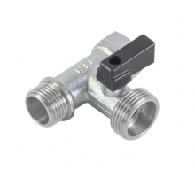 Кран трехпроход. компактный  1/2В х 3/4Н х 1/2Н  никель  (100/25)  Тим