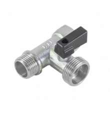 Кран трехпроход. компактный  1/2В х 3/4Н х 1/2Н  никель  (100/25)  Тим