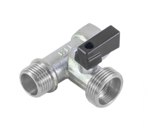 Кран трехпроход. компактный  1/2В х 3/4Н х 1/2Н  никель  (100/25)  Тим