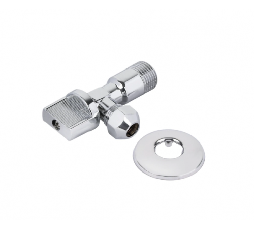 Кран угловой с цангой 1/2 х 3/8 с отражателем  (хром)  TIM (50/1) по доступной цене.